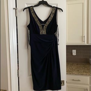 ANNE KLEIN Sz 10 jewel/plunge/neck cocktail dress